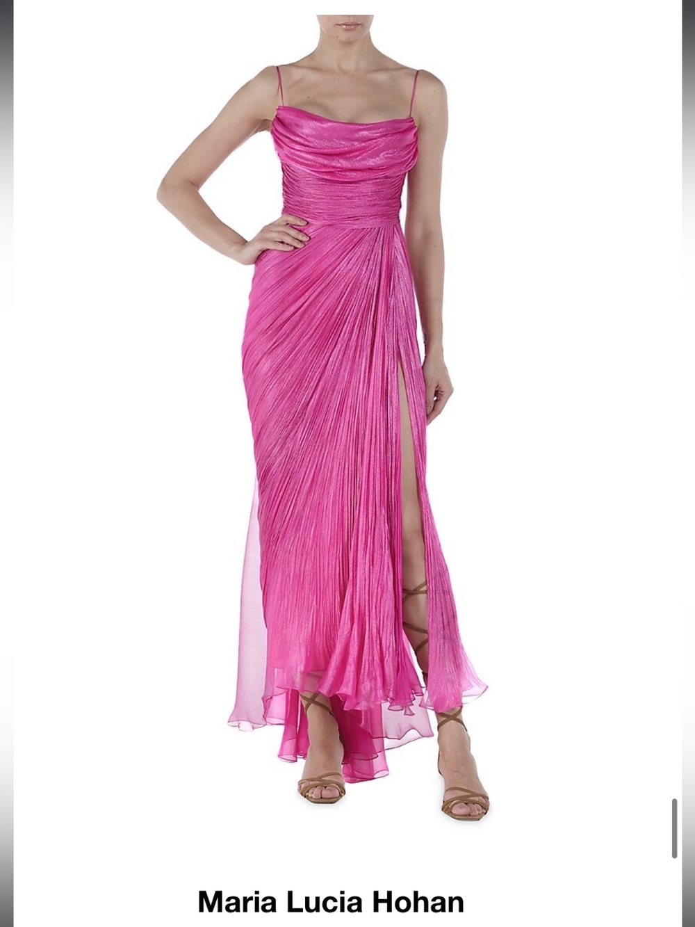 Regina Metallic Pink Silk-Mousseline Dress